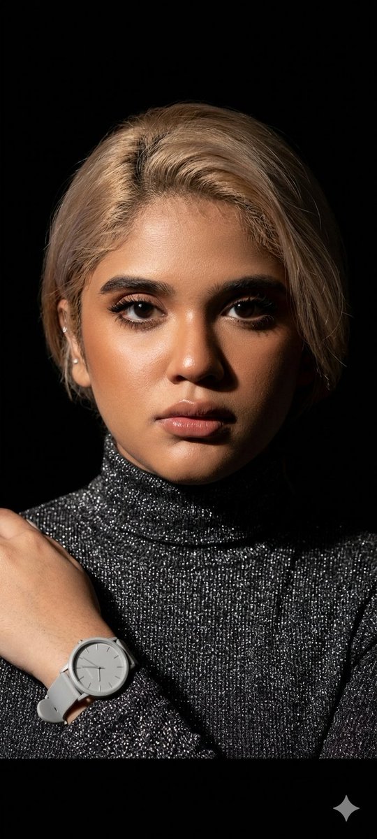 AI Prompt for Elegant Studio Portrait with Sparkling Top - Use for AI Image Generation