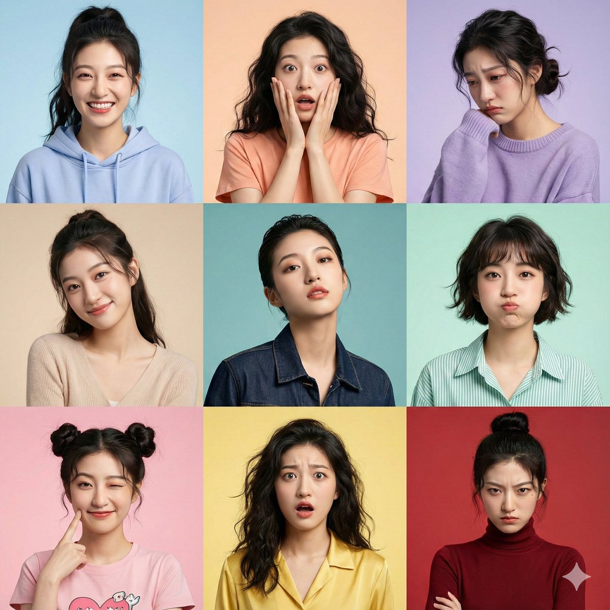 AI Prompt for Hyper-Realistic Character Portraits with Varying Expressions and Settings