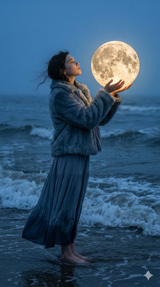 AI Prompt for Photorealistic Magical Realism with Woman and Glowing Moon