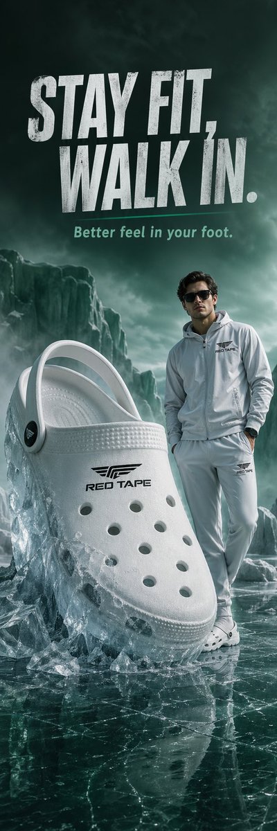 AI Prompt for Creative Footwear Advertising Concept with Ice and Mystic Setting