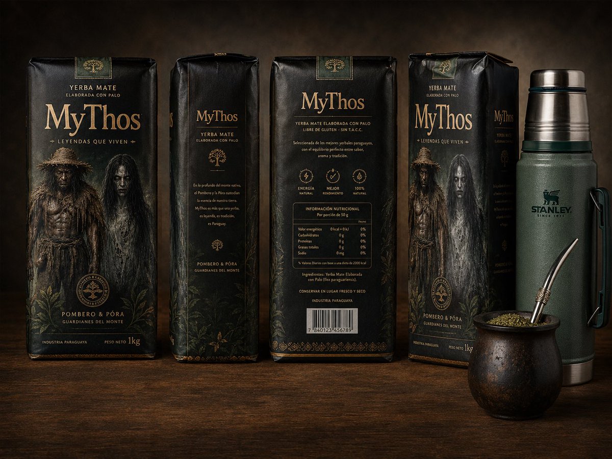 AI Prompt for Mythic Yerba Mate Brand Packaging