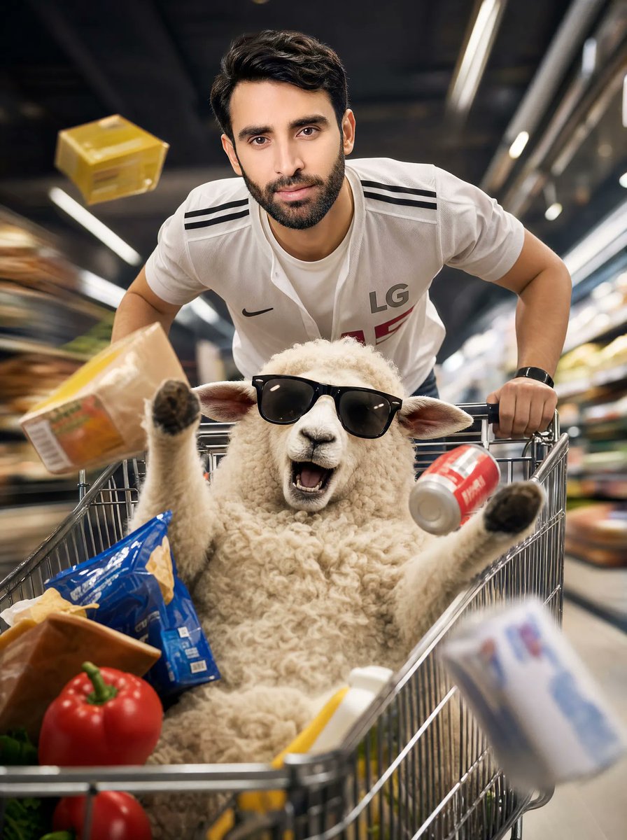 AI Prompt for Product Marketing Supermarket Action Scene with Animal