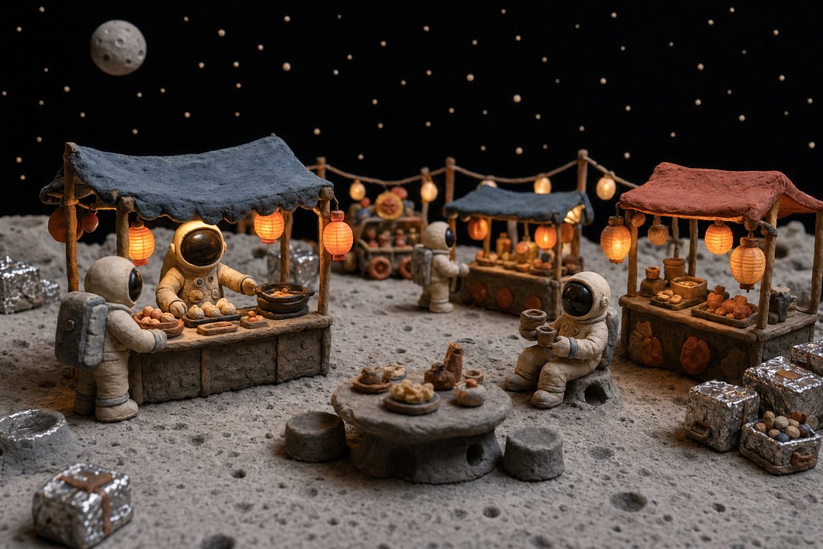 AI Prompt for Cyberpunk Sci-Fi Lunar Market Scene