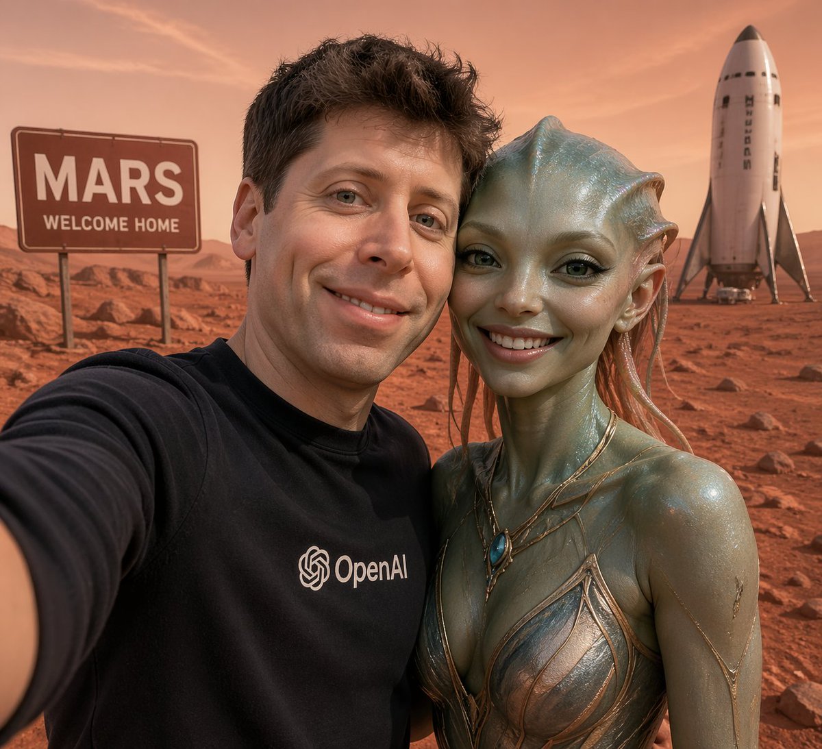 AI Prompt for Futuristic Alien Selfie on Mars Surface