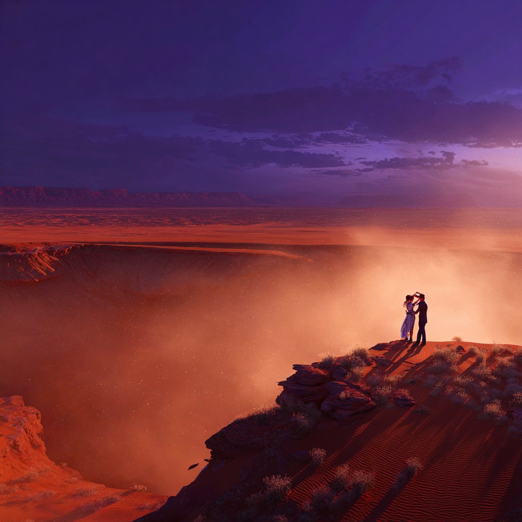 AI Prompt for Ultra-Realistic 16K Cinematic Scene with Futuristic Romance on Mars