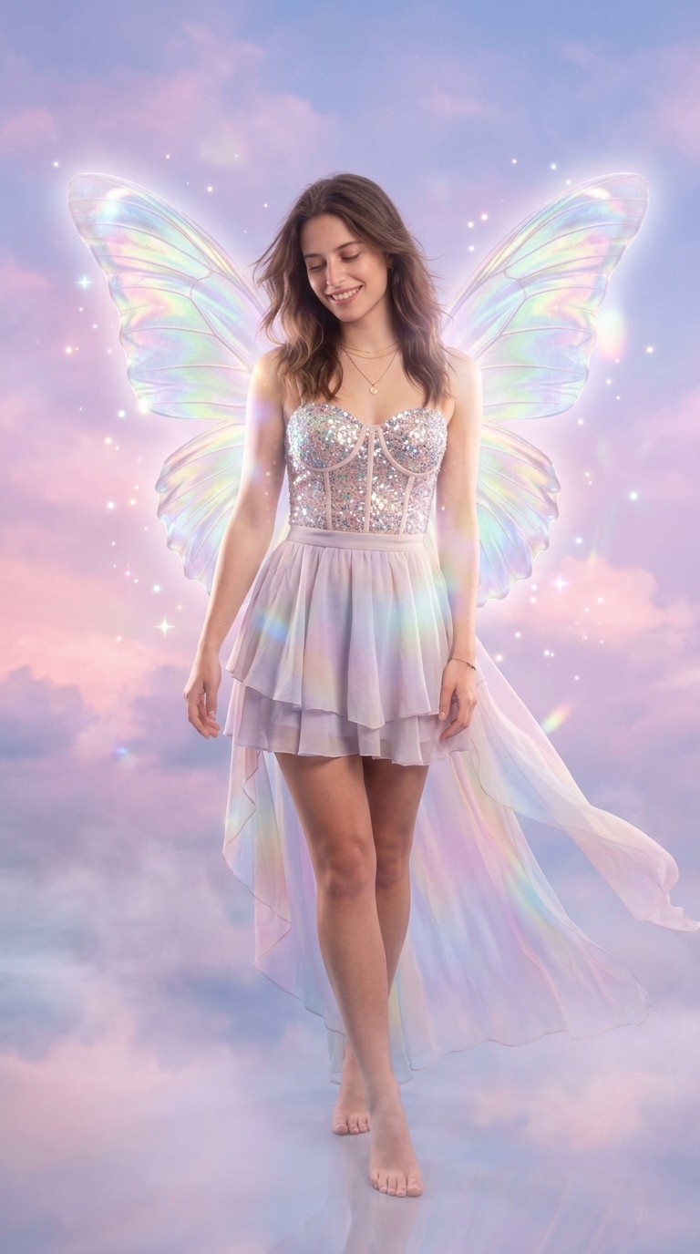Ethereal Fantasy Woman with Butterfly Wings
