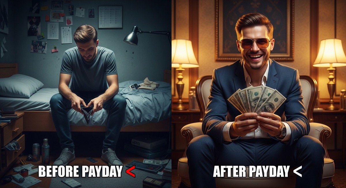 AI Prompt for Ultra-Realistic Payday Before and After Scene