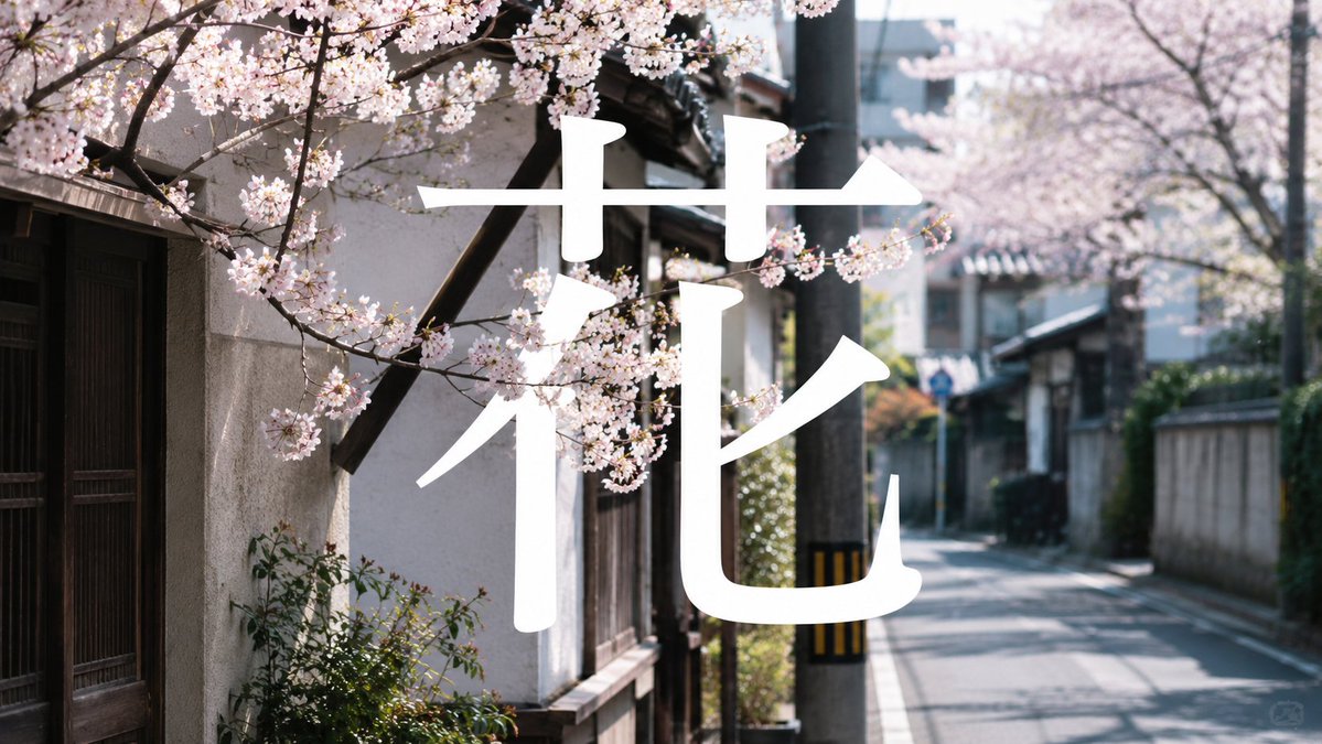AI Prompt for Cherry Blossom Street Kanji Poster with Cinematic Tokyo Scenery