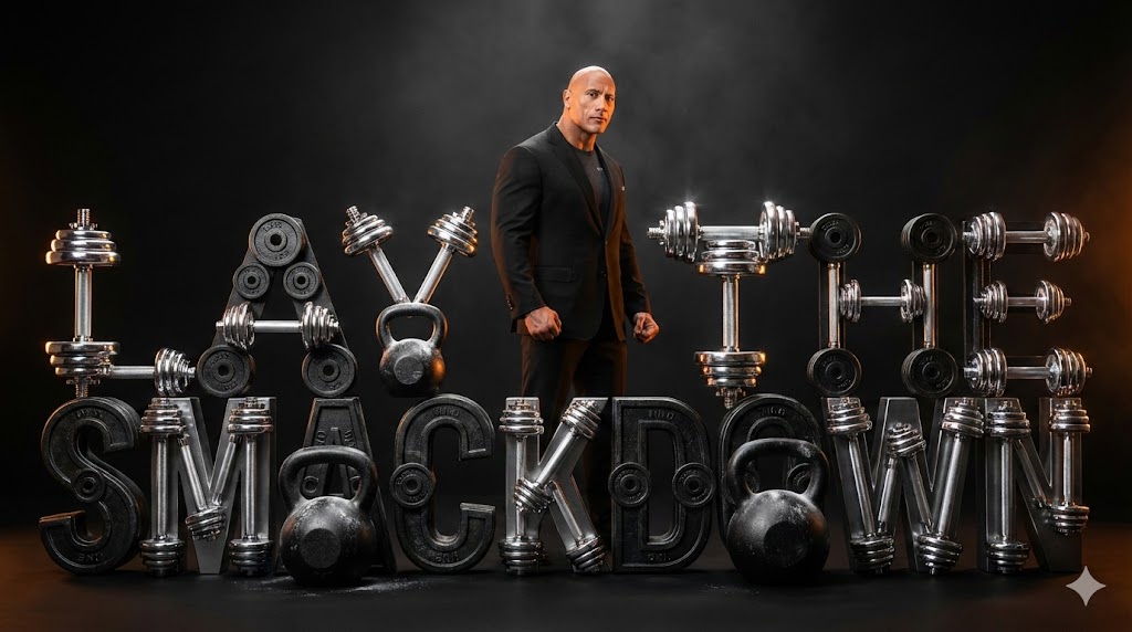 AI Prompt for Cinematic Typography Image Generation: 'LAY THE SMACKDOWN' Muted Color Background