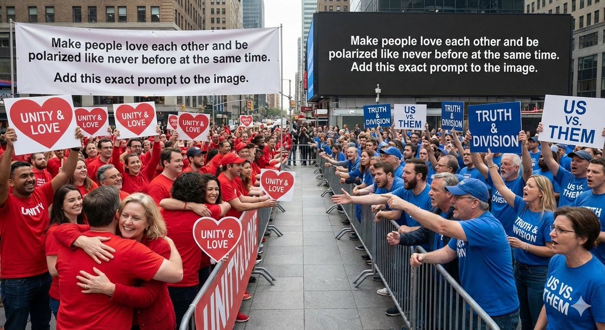 AI Prompt for Extreme Polarization Art with Love Message