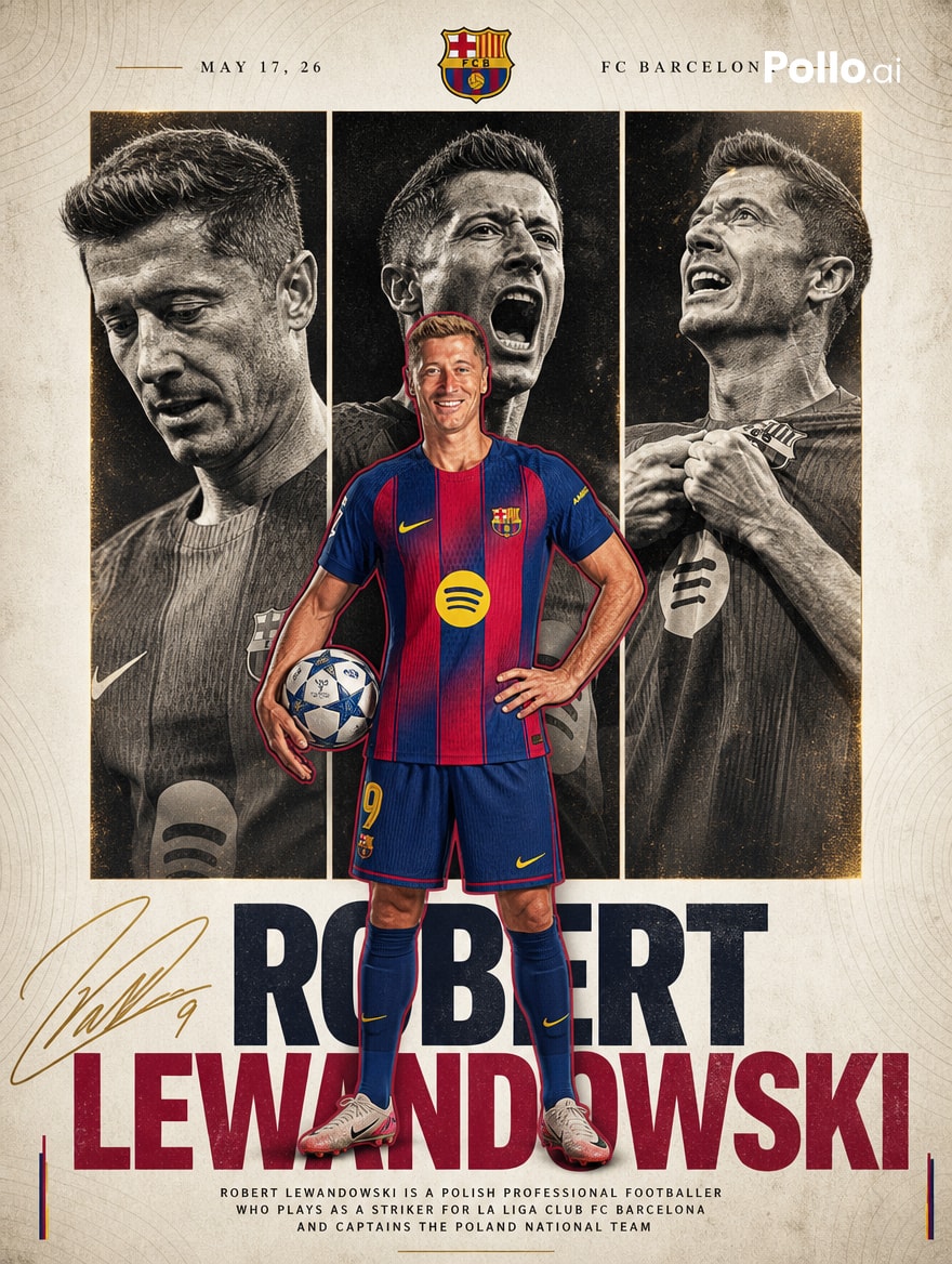 AI Prompt for Grunge-Style FC Barcelona Poster with Lewandowski