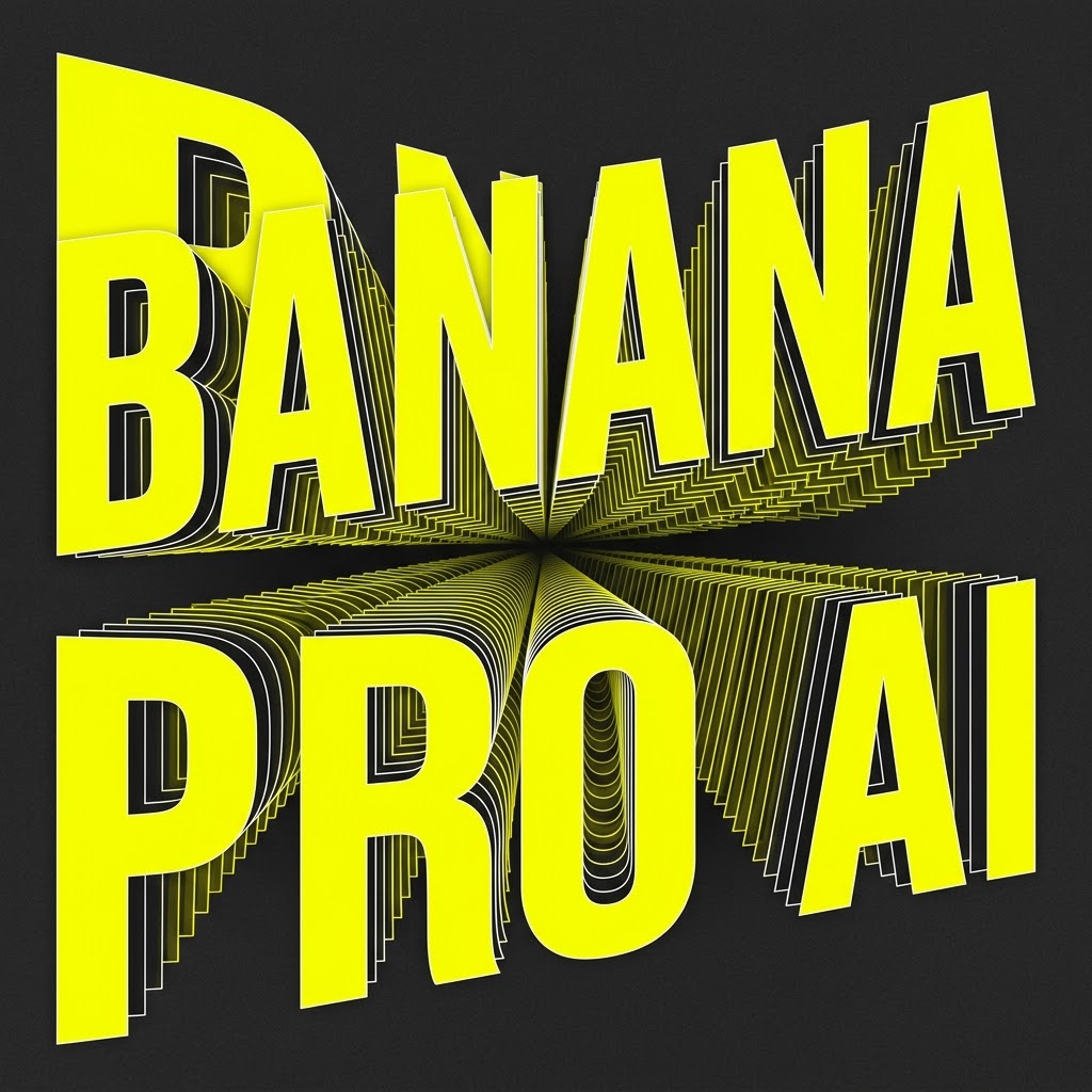 Dramatic 3D Typography: BananaPRO AI Condensed Grotesque Design