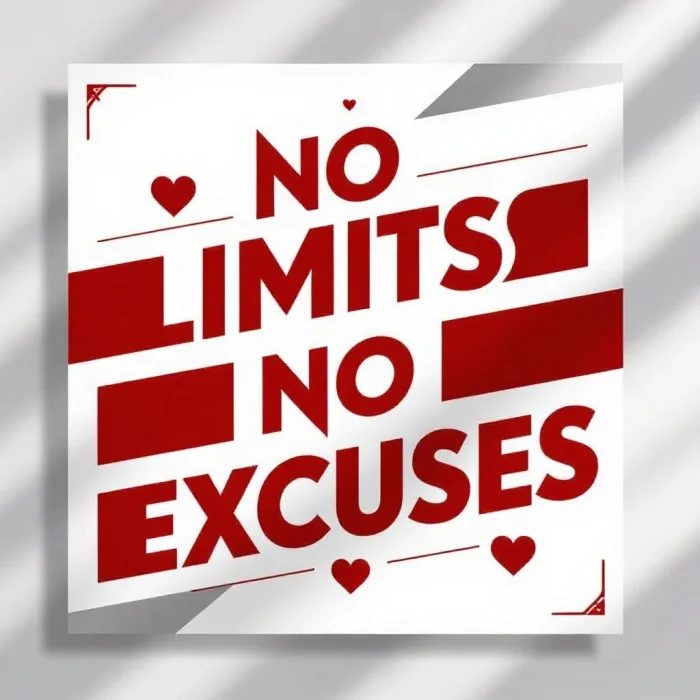No Limits No Excuses Bold Typography T-Shirt