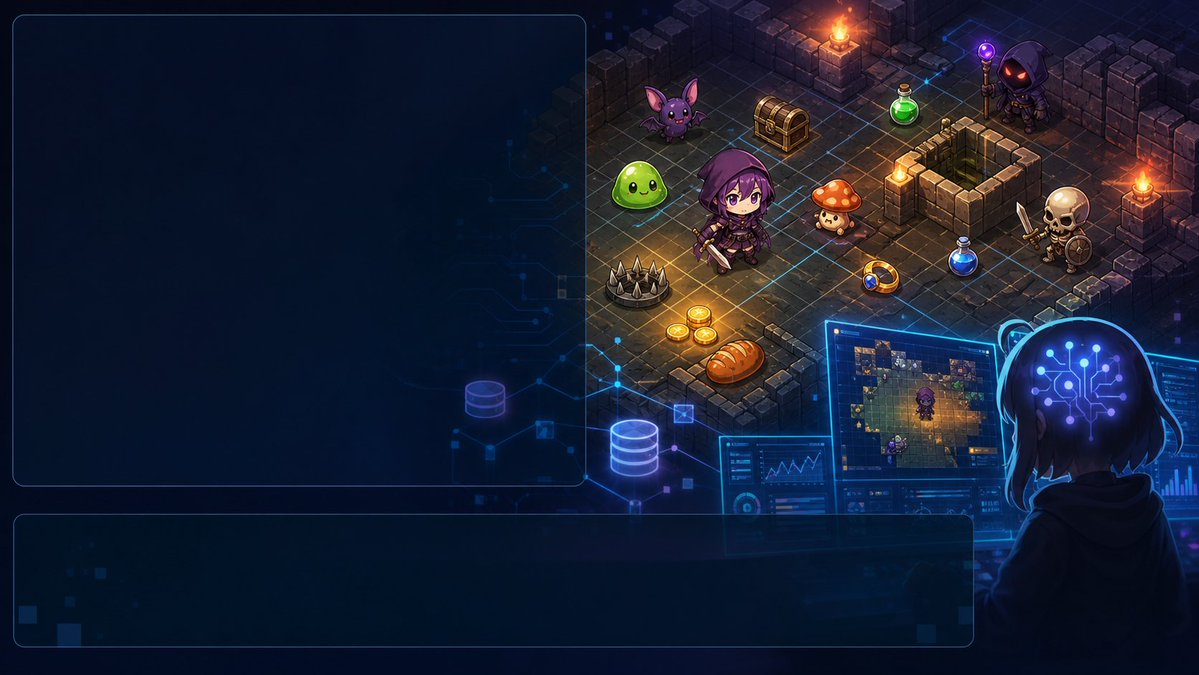 AI Prompt for Cyberpunk Fantasy Dungeon UI Header - Wide Isometric RPG Scene
