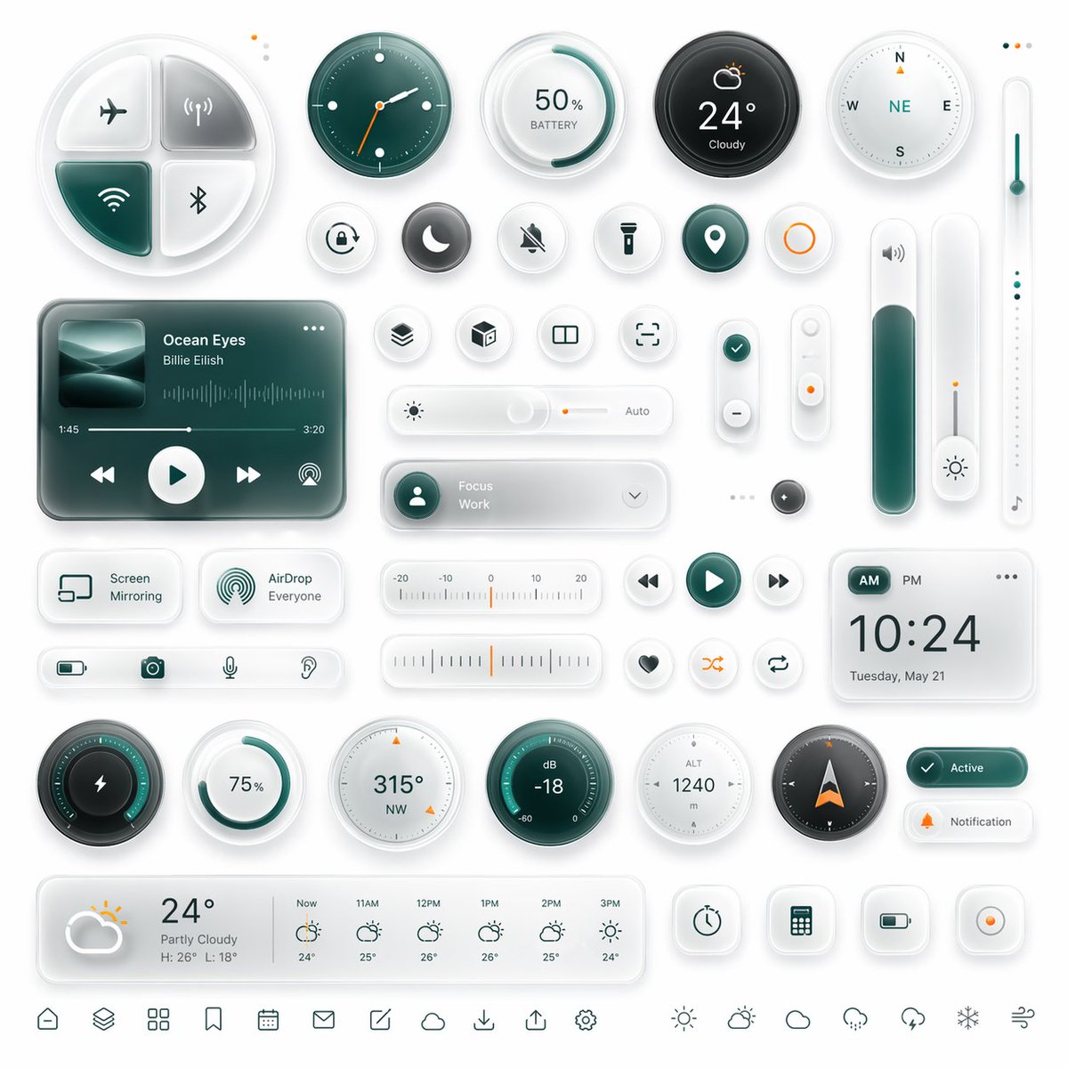 AI Prompt for Glassmorphism UI Kit Designs