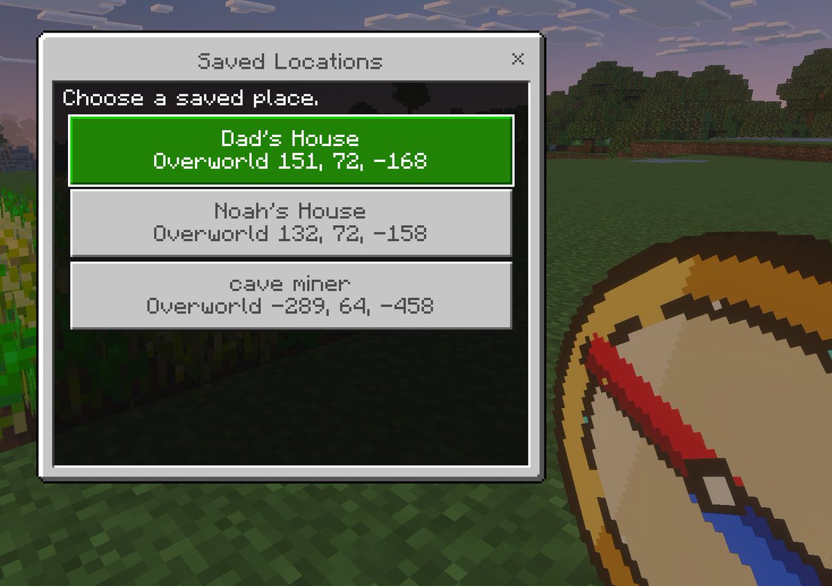 AI Prompt for Minecraft UI Concept Art with Saved Locations