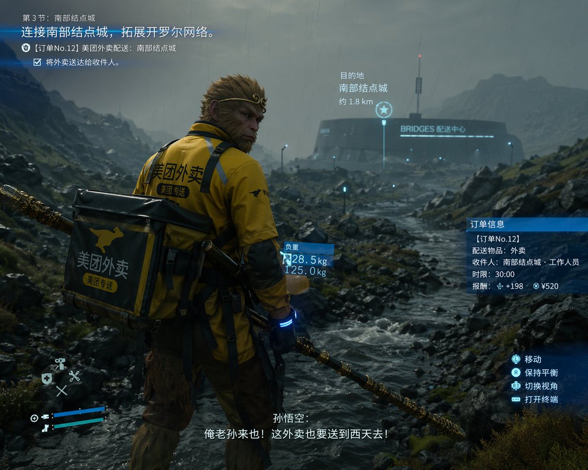 AI Prompt for Realistic Cinematic Game UI Mockup with Custom Character and HUD Elements