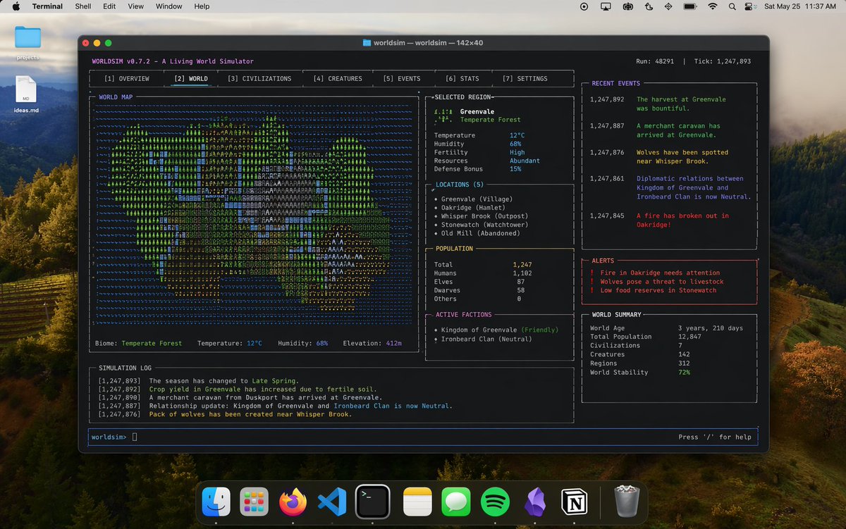 AI Prompt for Realistic Mac Terminal World Simulation UI Design