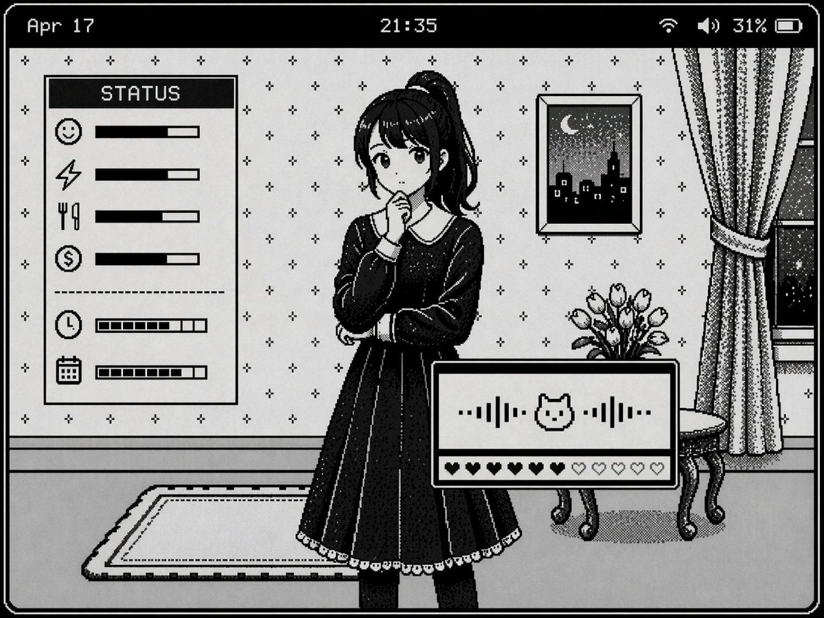 AI Prompt for Retro Pixel Art UI Mockup and Visual Novel Interface