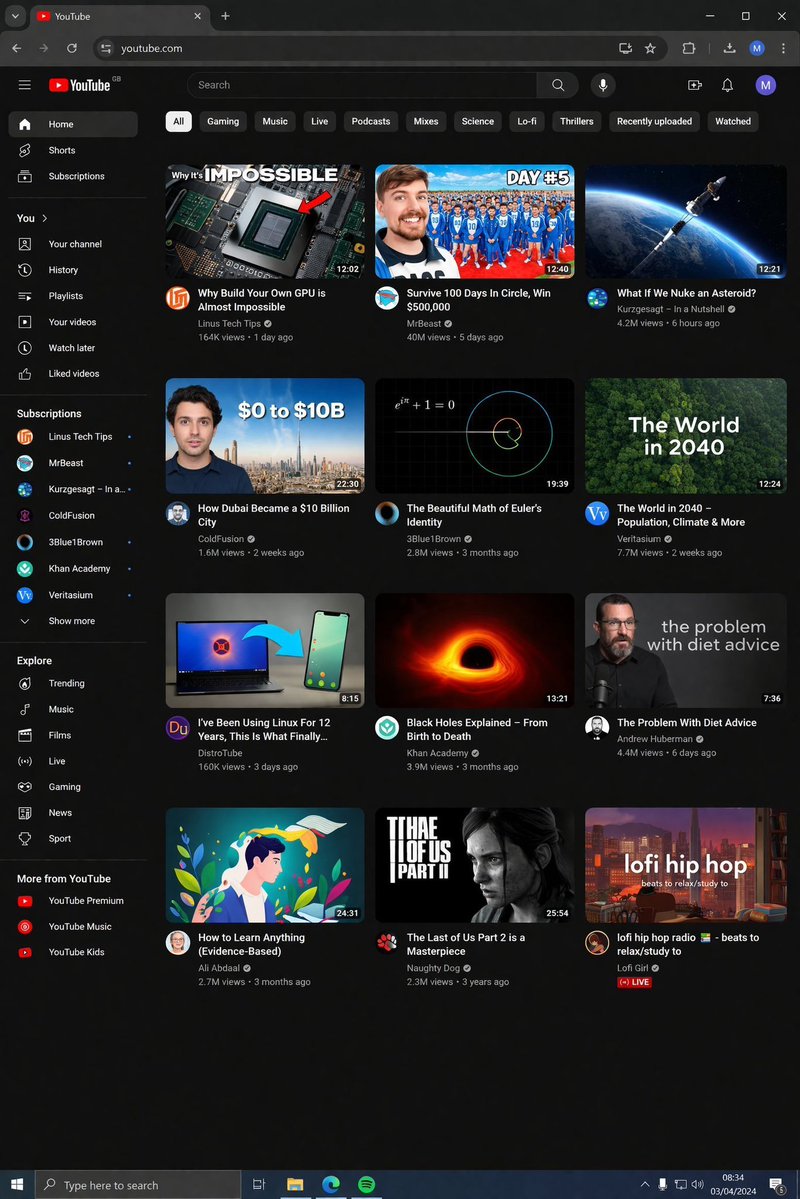 AI Prompt for YouTube Dark Mode UI Mockup