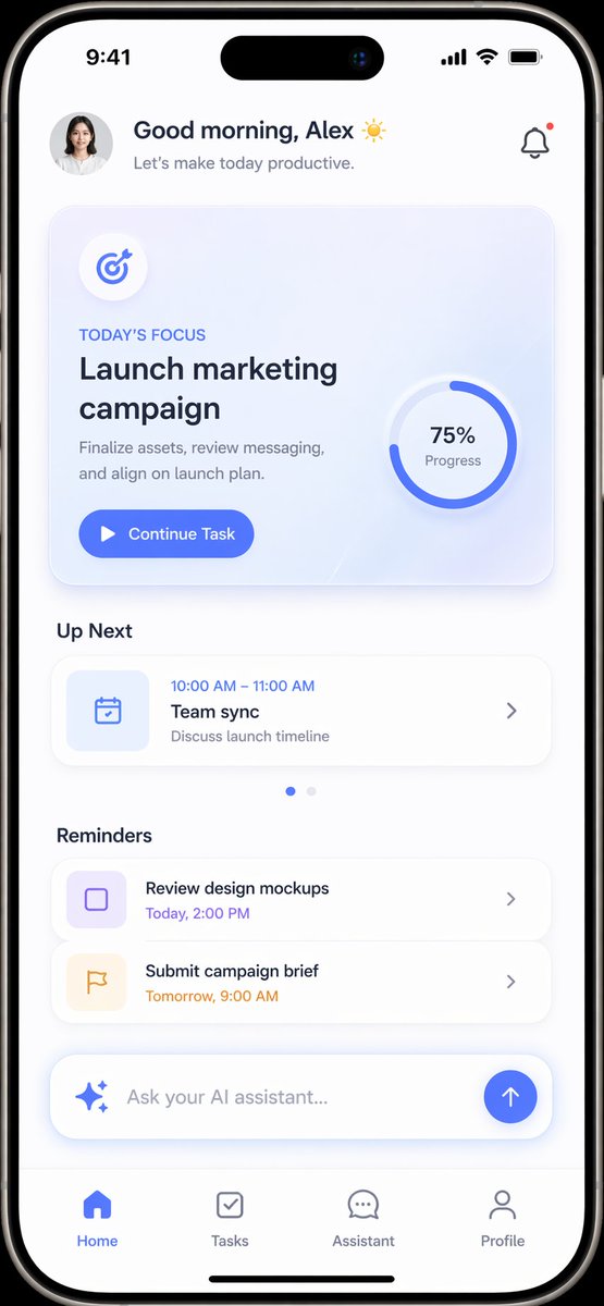 AI Prompt for Minimalist Productivity App UI Design