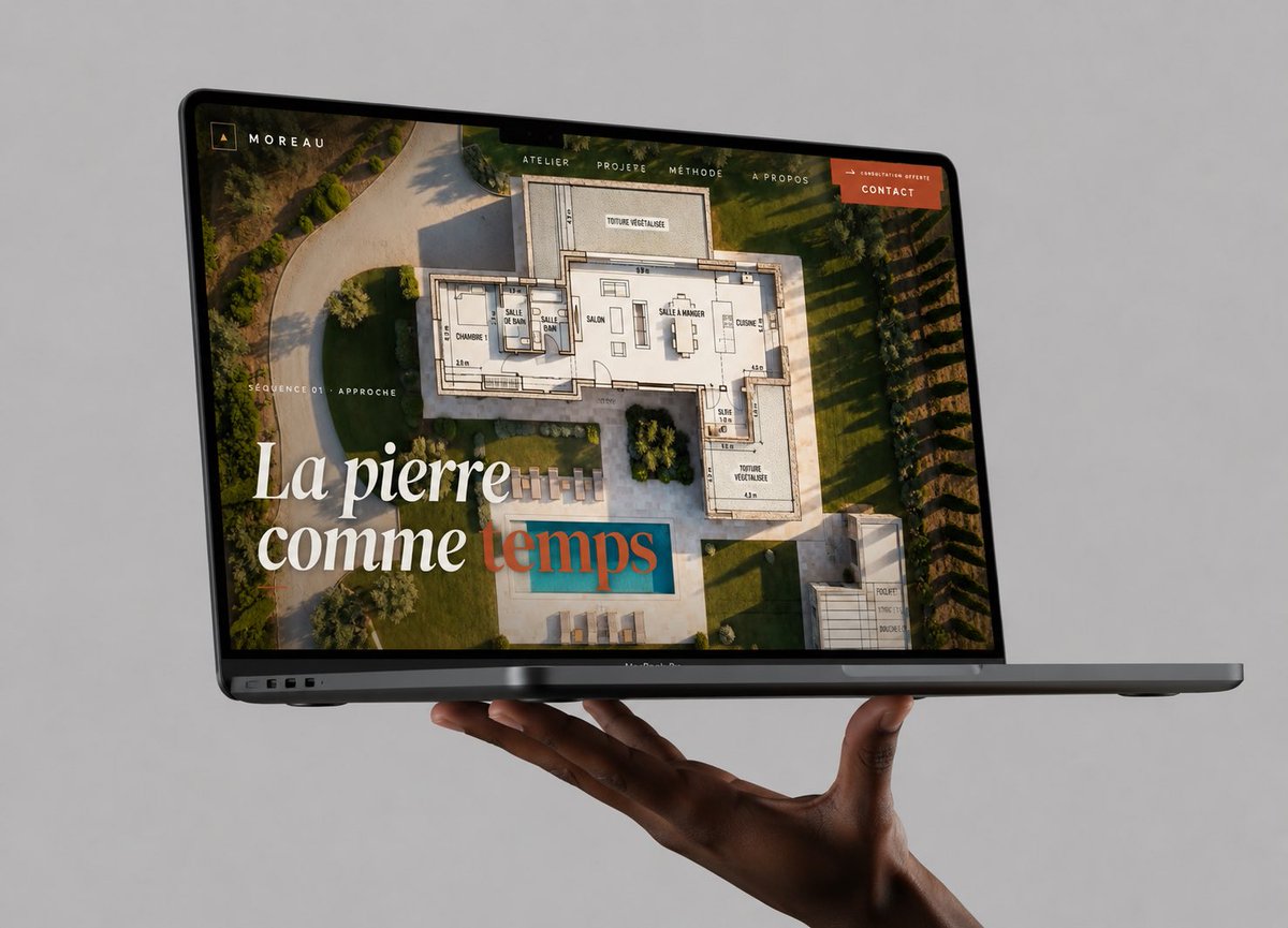 AI Prompt for Web Design Mockup with MacBook and Architecture Portfolio