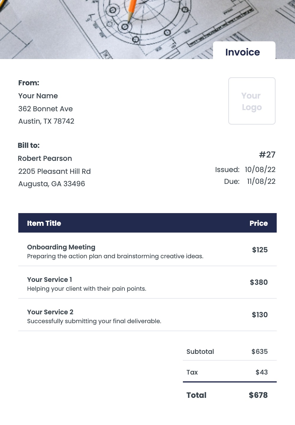 Project Manager Invoice Templates Kosmo