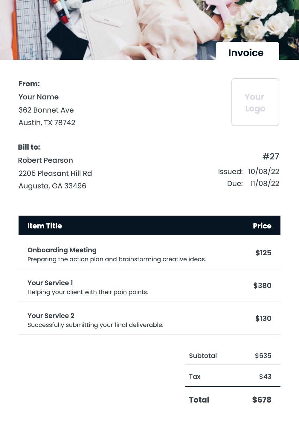 Tailor Invoice Templates Kosmo