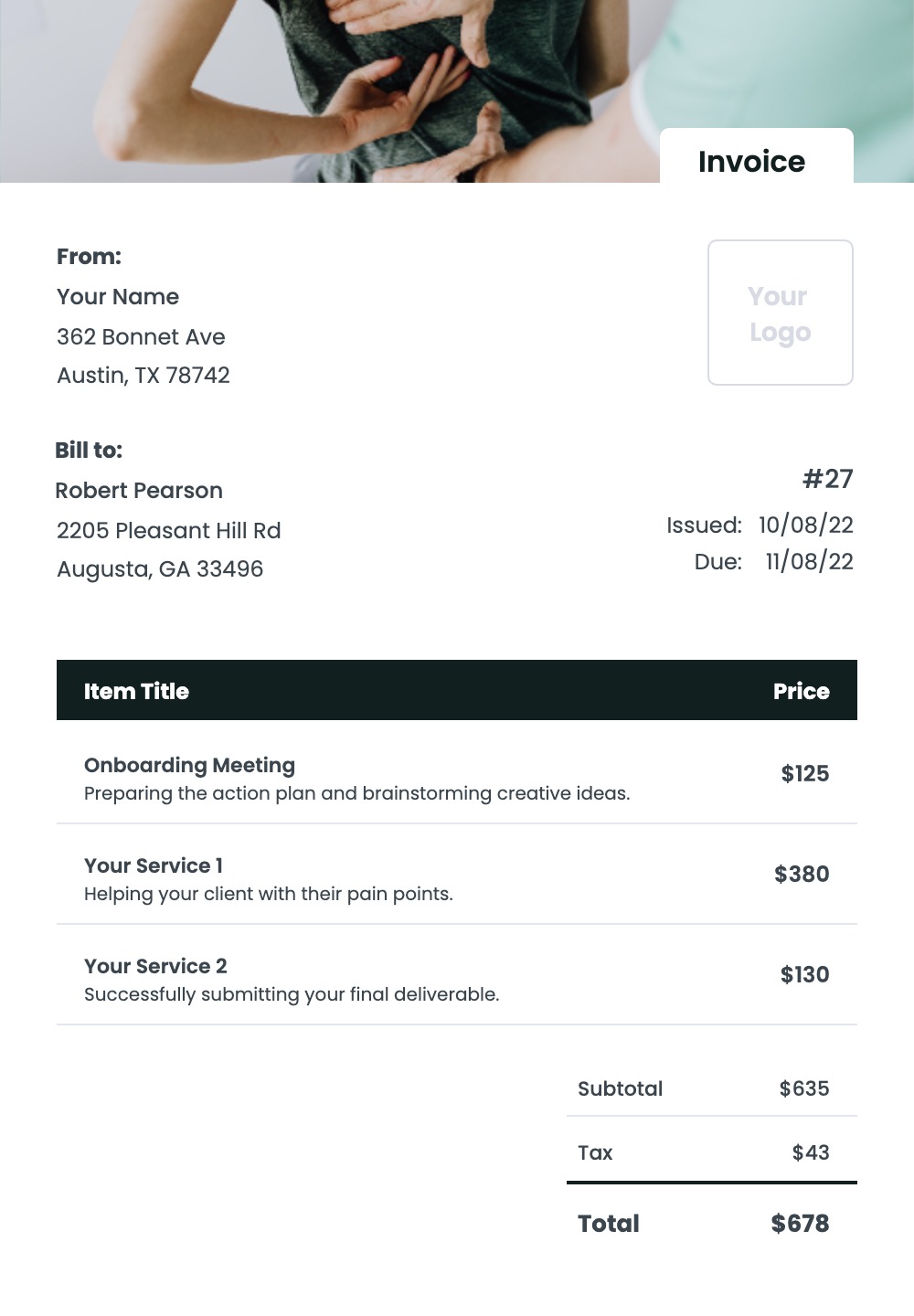 Chiropractic Receipt Template