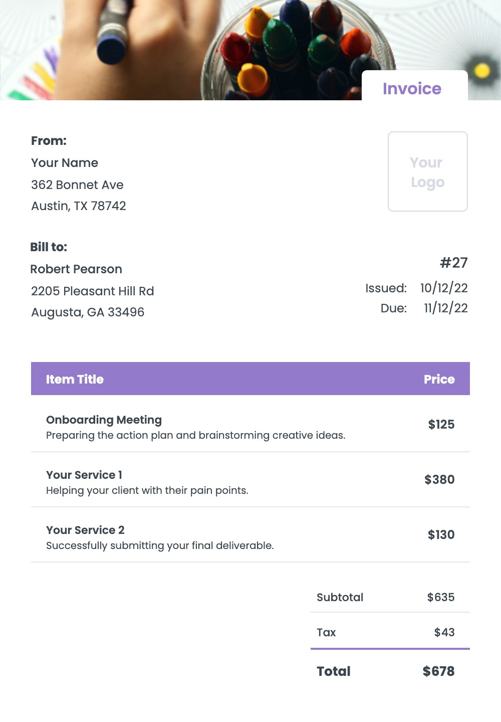 Nanny Invoice Templates Kosmo