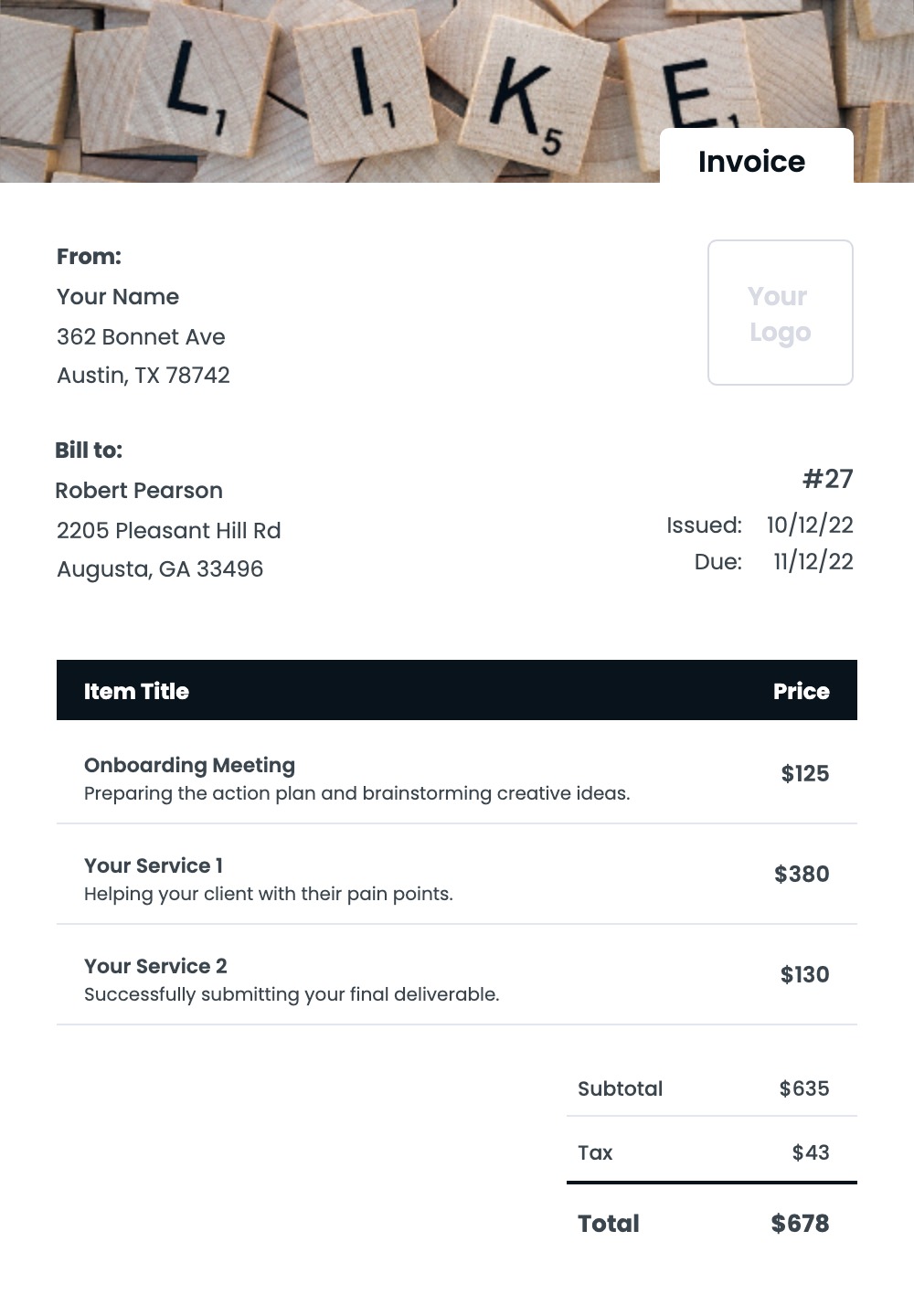 Social Media Invoice Templates Kosmo