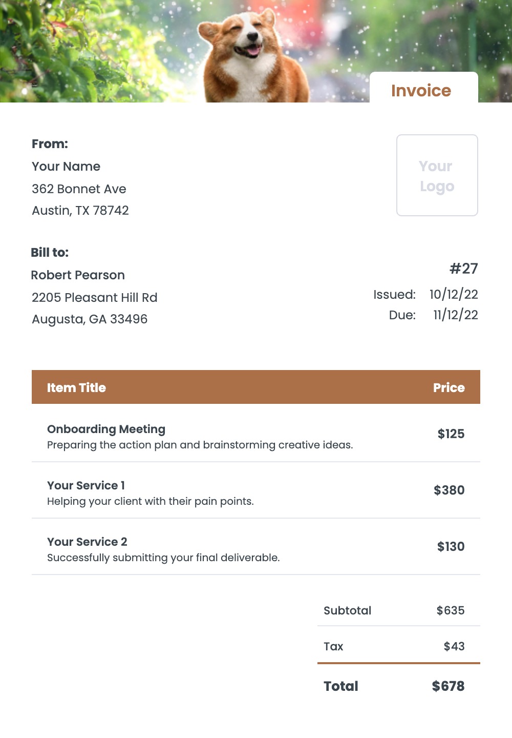 Pet Sitting Invoice Templates Kosmo