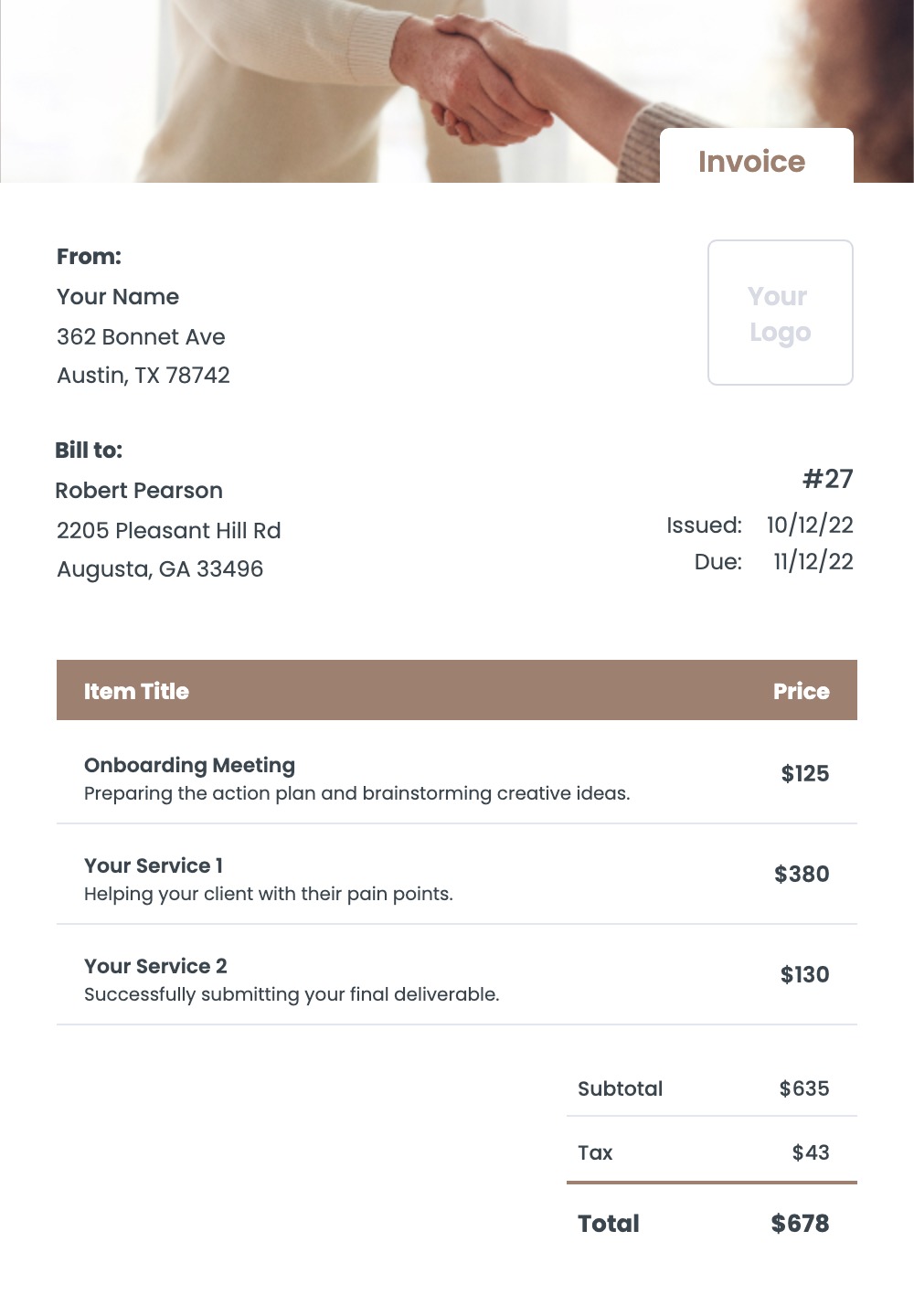 Sponsorship Invoice Template