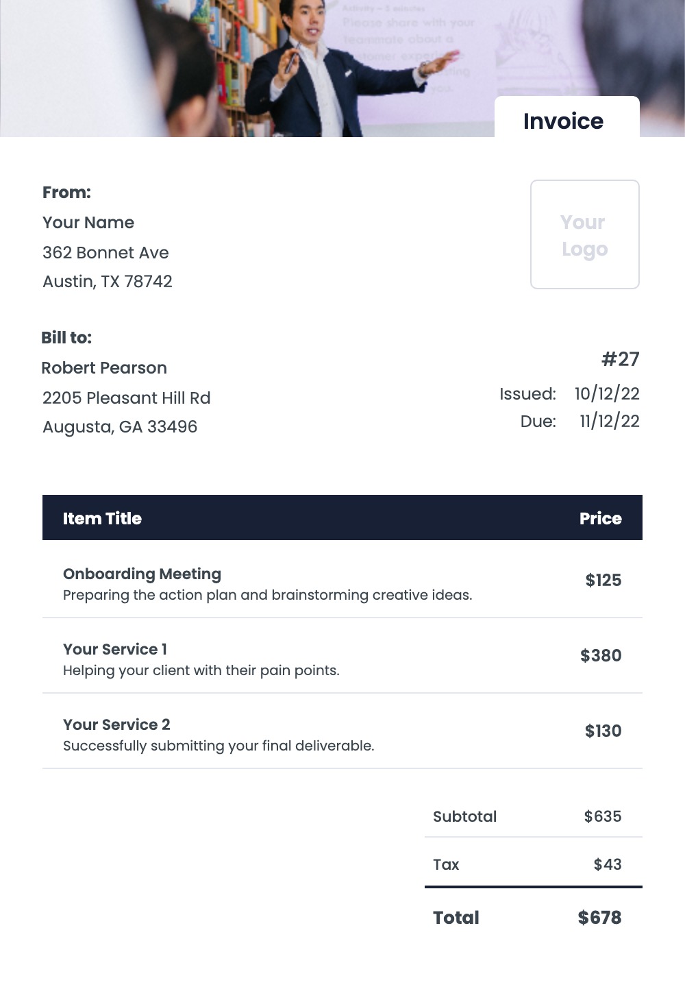 Speaker Fee Invoice Template