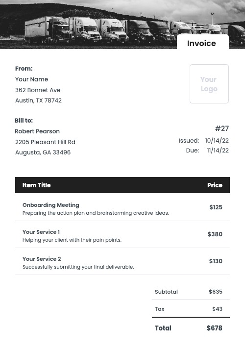 Trucking Invoice Templates Kosmo