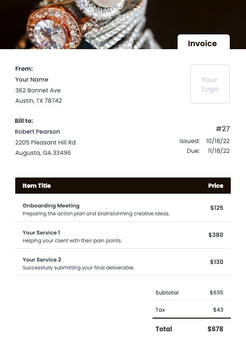 Jewelry Invoice Templates Kosmo