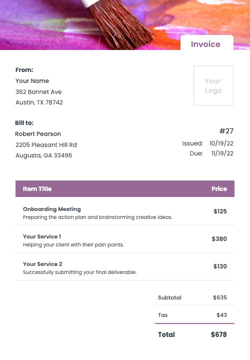 Painting Invoice Templates Kosmo