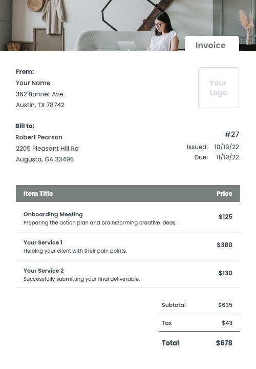 Content Creator Invoice Template