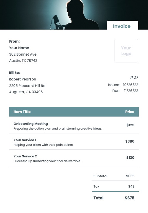 invoices templates for film industry