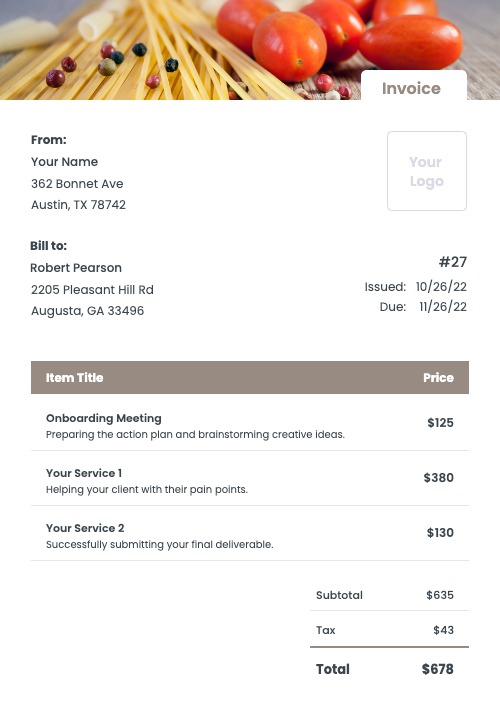 Chef Invoice Templates Kosmo