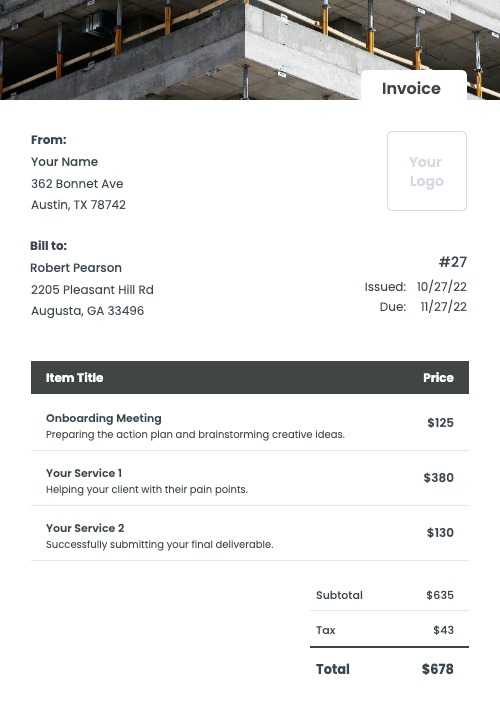 Concrete Invoice Templates - Kosmo