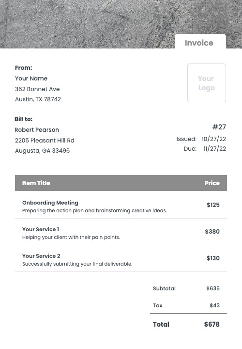 Concrete Invoice Templates Kosmo