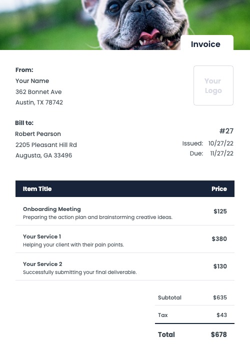 Dog Boarding Invoice Templates Kosmo