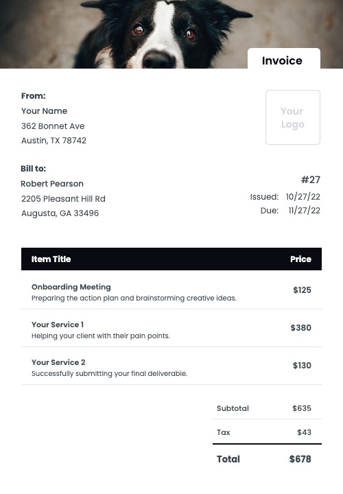 Dog Boarding Invoice Templates Kosmo