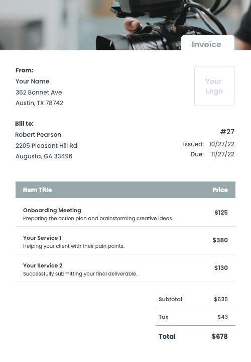 video production invoice sample