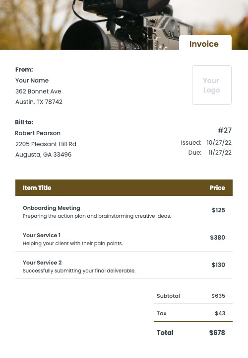 video production invoice sample