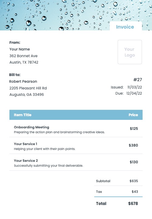 Water Damage Restoration Invoice Templates Kosmo