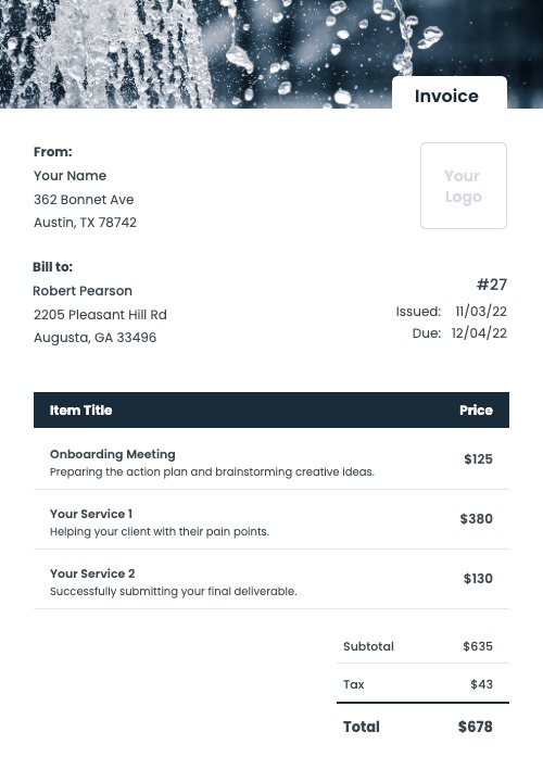 Pressure Washing Invoice Template