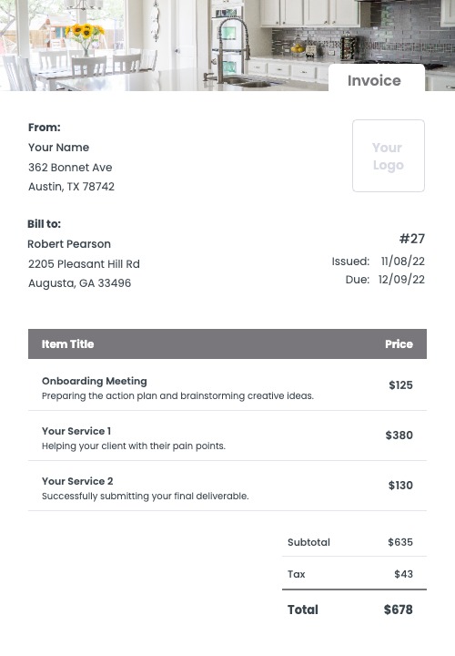 Home Remodeling Invoice Templates Kosmo