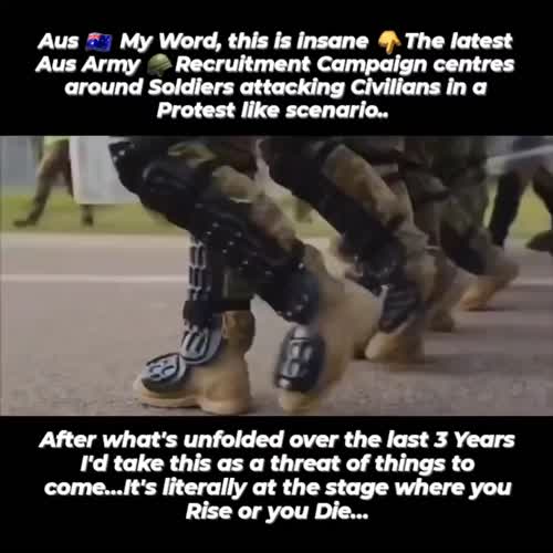 Aus 🇦🇺 Wow, this is insane 🔥The latest Army 🪖 Recruitment Campaign centres around Soldiers attacking Civilians in a Protest like scenario.. 